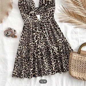 Leopard Print Halter Dress